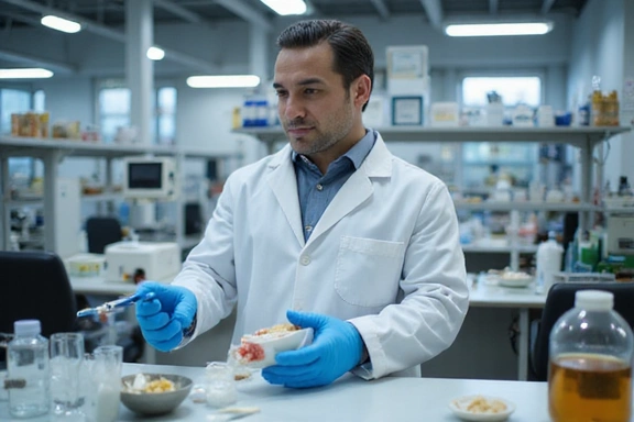 Scienziato in laboratorio che analizza ingredienti di alta qualità