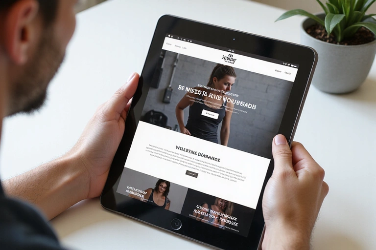 Persona che utilizza un tablet per navigare sul sito LuxFit